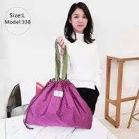 Nylon Drawstring Shopping Bag Large Storage Pure Colour Sturdy Portable Tote Travel Grocery Reusable Foldable supermarket