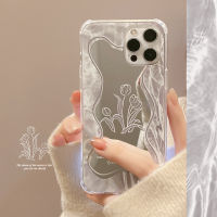 Apple iPhone 14/13/12/11/X/x/xr เคสโทรศัพท์มือถือลายดอกไม้สไตล์เย็น13 Pro Max เคสโทรศัพท์มือถือซิลิโคน12 Mini พร้อมเคสกระจกแต่งหน้า14 Plus เคสป้องกันโทรศัพท์มือถือทนต่อการตกหล่น