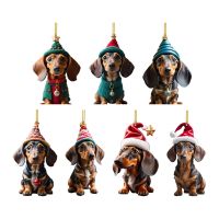 7PCS 3D Dog Pendant Decorative Hanging Ornaments for Tree Car Backpacks DIY Funny Dog Printing Acrylic Puppy Pendants Durable Easy to Use