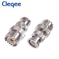 Cleqee 2PCS BNC Male to UHF SO239 PL-259 Female RF Coaxial Adapter BNC to UHF Coax Jack Connector