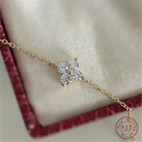 925 Sterling Silver Plated 14k Gold Bracelet Korean Design Temperament Zircon Flower Bracelet for Women Jewelry Accessories