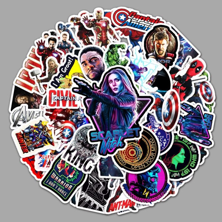 sticker-bomb-50-ชิ้น-สติ๊กเกอร์บอม-ลาย-avenger-marvel-อเวนเจอร์-สติ๊กเกอร์โน๊ตบุ๊ค-ติดตู้เย็น