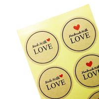 1000 Pcs/lot Scrapbooking Seal Label Sticker Hand Made Red Heart Kraft Paper With Love Stickers Stickers Labels