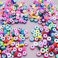 【CW】┅○  Plum blossom Five pointed star Evil Polymer Clay Beads Color Round Eyes Loose Spacer Jewelry Making