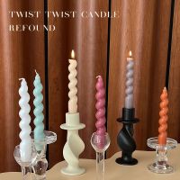 Spiral Taper Candles Set of 2 Handmade Twisted Long Candle 7.5 Colored Unscented Candles Home Decor for Christmas Dinner Party