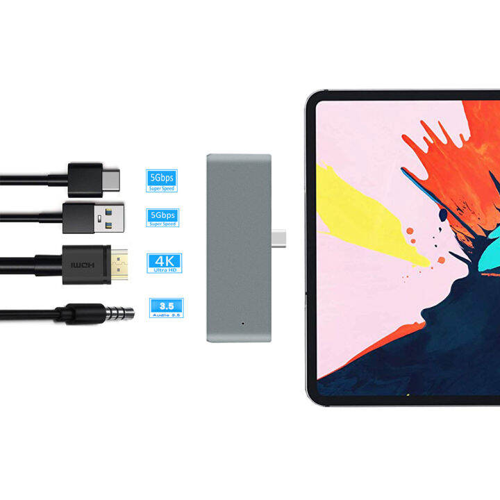 USB Hub For iPad Pro TypeC Mobile Adapter with USBC PD Charging 4K