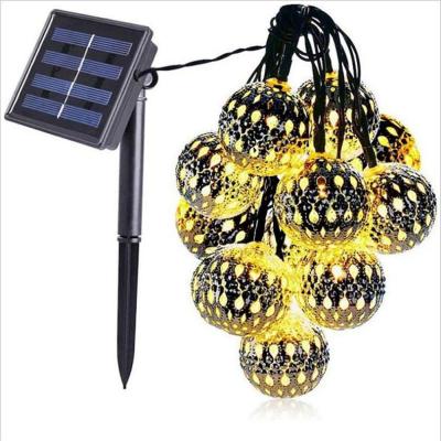2020 led Moroccan light ball solar string round battery light ball garden decoration outdoor colored light rope