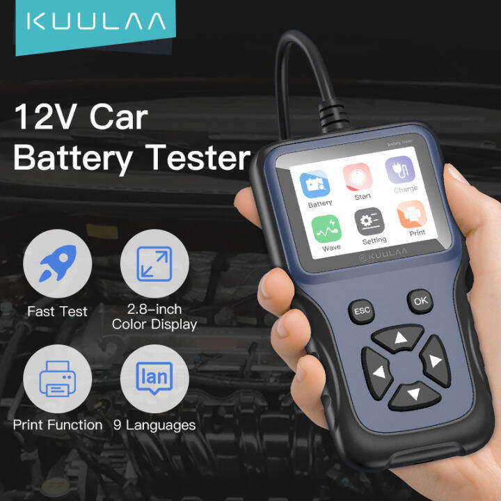 KUULAA 12V Car Motorcycle Battery Tester Charger Analyzer 2000CCA