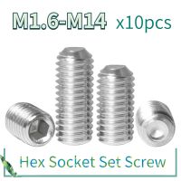 10 buah/lot M2 M3 M4 M5 M6 M8 M10 soket heksagon tanpa kepala sekrup Grub sekrup DIN916 Hex Socket Set sekrup poin cangkir Stainless Steel