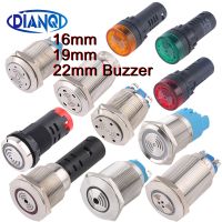 16mm 19mm 22mm Red LED Buzzer Metal Pulse Waterproof Oil Band Intermittent Flashing Screw Lamp Connection Metal Alarm 12V24V220V