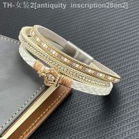 【CW】✜☞  Fashion Set Braided Leather Magnetic Clasp Female Jewelry