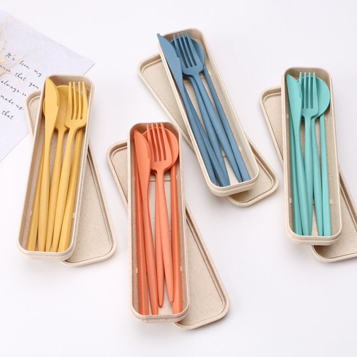 1set-4-set-cutlery-wheat-straw-spoon-fork-chopsticks-with-box-students-tableware-travel-portable-dinnerware-kitchen-accessories-flatware-sets