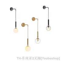 hyfvbujh♀▪ bedside wall modern minimalist creative light luxury lamps glass ball chandelier bedroom