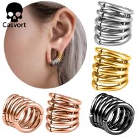 Casvort ต่างหูหนีบแหวนซ้อน00G,ต่างหูช่องที่ใส่ปลั๊กวัดหูแบบหนีบสำหรับอัญมณีประดับร่างกายแต่งงาน