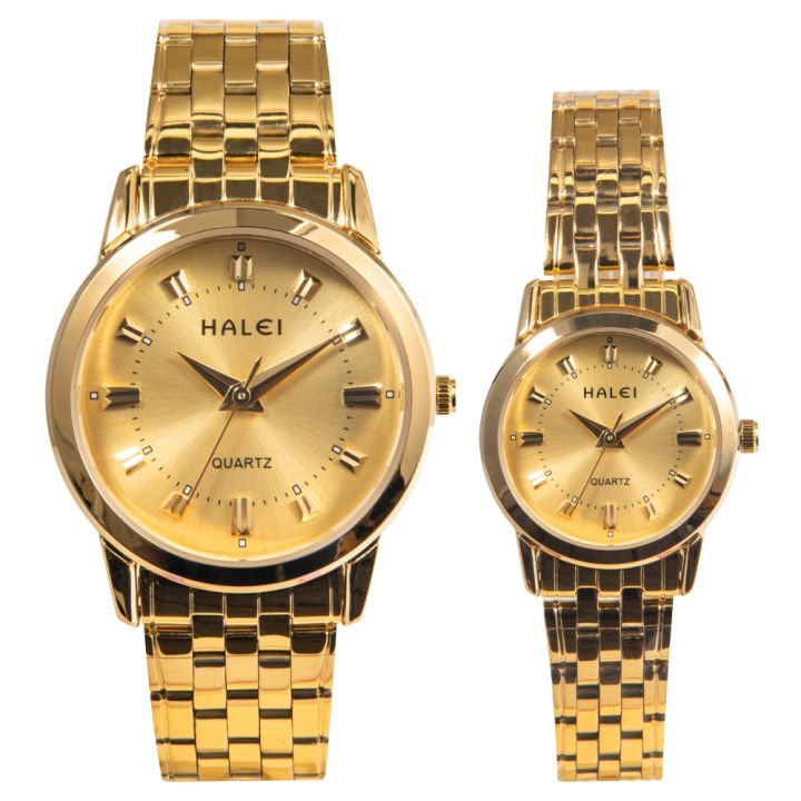 Đồng hồ đôi nam nữ đeo tay cặp chính hãng Halei dây kim loại đẹp ...