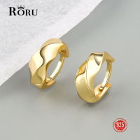 RORU S925 Silver Minimalist Geometric Twist Glossy Hoop Earrings for Women High Quality Fine Jewelry Female Silver Ring 925