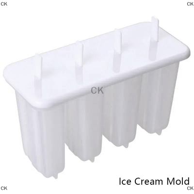 CK แม่พิมพ์ไอศกรีม4ชิ้นชุดแม่พิมพ์ทำน้ำแข็งถาดน้ำแข็งแบบ DIY ใช้ซ้ำได้พร้อมแท่งและฝาเครื่องมือในครัวสุดสร้างสรรค์สำหรับฤดูร้อน
