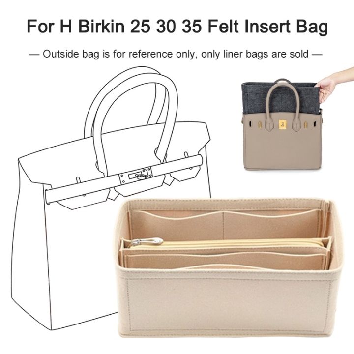 For H Birkin25 30 35Felt Cloth Insert Bag Organizer Makeup Handbag