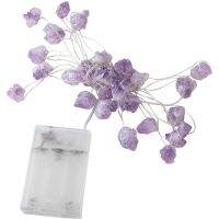 Natural Amethyst Fairy ไฟคริสตัล String ไฟสำหรับหินดิบสำหรับ3M 30LEDs แบตเตอรี่ Powered Healing Reiki เครื่องประดับ