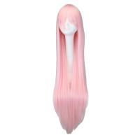 QQXCAIW Long Straight Cosplay Light Pink 40" 100 Cm Synthetic Hair Wigs Wig  Hair Extensions Pads