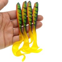 【cw】 4PCS 12.5cm 5.5g Fishing Lures Wobblers Lot Carp Soft Bait Swimbait Tail Grub Silicone Artificial Tackle ！