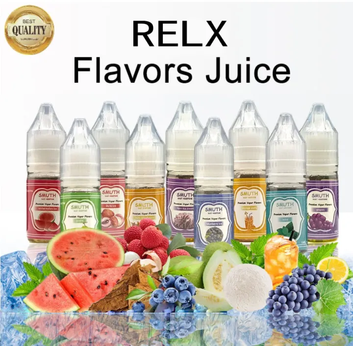 Smuth R e l x F l a v o r Salt N i c Juice 10ml Refill in Any Cartridge