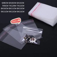 200pcs 6x8 6x13 7x9 8x10 9x11 9x13cm Small Size Transparent Self Adhesive Resealable Cellophane Poly Gift Jewelry Packaging Bags