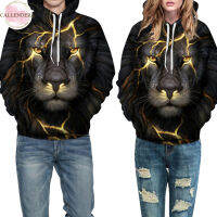 แฟชั่น Hooded Sweatshirt สำหรับผู้ชายผู้หญิง Cool Black Lion 3d การพิมพ์ดิจิตอลเสื้อกันหนาวหลวม Pullover Tops