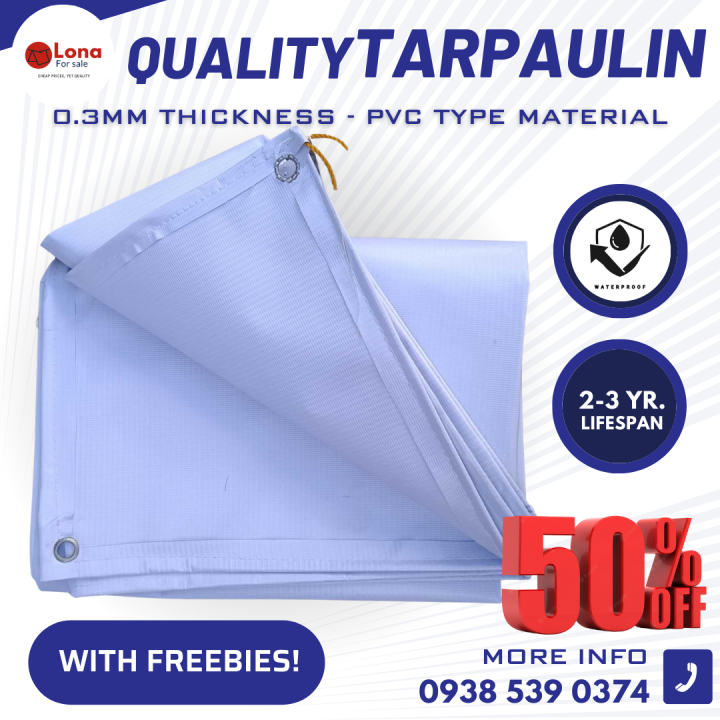 10x15ft high quality WHITE TARPAULIN "FOR TEMPORARY USE ONLY" 100