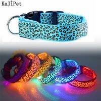 ✹♛ Leopard LED Dog Collar Luminous Adjustable Glowing Collar For Dogs Pet Night Safety Nylon Collar Luminous LED Bright Dog Collar