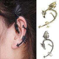 [COD]Perempuan Gothic Punk Terukir Naga Bentuk Ear Cuff No Piercing Earring