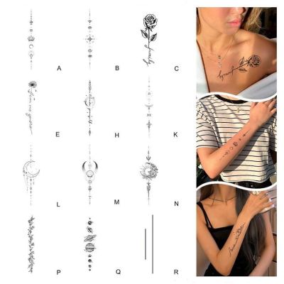 【YF】 Sexy Rose Feather Flower Leaves Temporary Tattoos Body Art Arm Legs Tatoos Sticker Fake Black Waterproof Tattos
