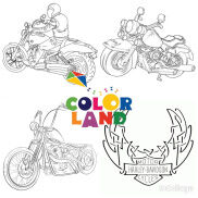 Harley Davidson - Set 10 Tờ Tranh Tô Màu A4 A5 Dành Cho Màu Sáp, Màu Chì