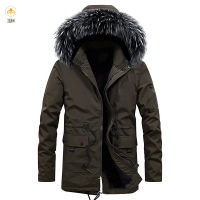 IUM Men S Winter Parka Polyester Hooded Overcoat With Detachable Hood Thick Men S Winter Parka Men Winter Polyester Hooded Overcoat With Detachable Hood Thick Mid-Length Windproof