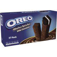 Oreo Wafer Sticks Milk Chocolate เวเฟอร์กรุบกรอบ รสช็อกโกแลตกลมกล่อมสอดไส้ช็อกโกเเลตนม น้ำหนัก 345 กรัม 1 กล่อง มี 27 แพ็ค Exp.10/03/24