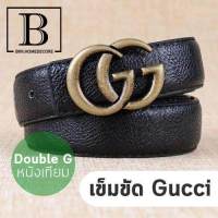 BKK.FASHION เข็มขัด GUCCI GG กุชชี่ สีดำ / เข็มขัดดำ-ทองขัด  ผลิตจากหนังเทียม แฟชัน สไตล์ (SIZE : 3CM.) เข็มขัด สำหรับ แฟชัน GG belt style Gucci bkkhome