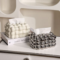 Ceramic Tissue Box, Living Room, Household Draw-Out Paper Box, Light Luxury Creative Cotton Candy Facial Towel Storage Box