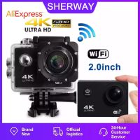 SHERWAY D6 4K 30Fps เลนส์มุมกว้างความคมชัดสูง2หน้าจอขนาดนิ้วกล้อง DV HD  แอคชั่น30เมตรกันน้ำ Wi-Fi กล้องกีฬาขนาดเล็ก