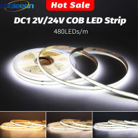 480 LEDs 12V 24V COB LED Strip Light Tape สีแดงสีเขียวสีชมพูสีเหลือง Ice Blue สีขาว CRI 90 Linear Ribbon สำหรับตกแต่งห้องครัว *