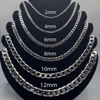 Mens 925 Sterling Silver Necklace 2/4/6/8/10/12MM 40-75cm Face Chain Necklace Lobster Clasp Men Women Engagement Jewelry Gifts