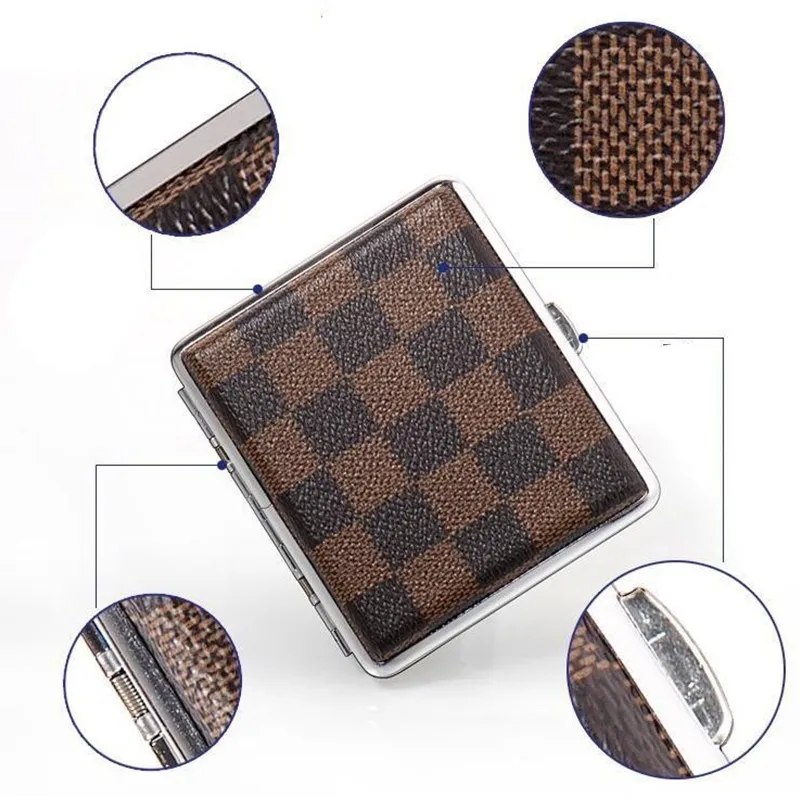 High Quality HOT SALE COD Portable Cigarette Case Metal Leather Cigarette  Case Double Sided Spring Clip Open Cigarette Box