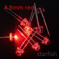 【New-store】 Shop n sale Gratis Ongkir 100Pcs 4.8Mm Strawhat สีแดงโปร่งใสไฟ LED 5Mm Strawhat Red Clear Lens LED มุมขาสั้น