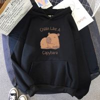 Capybara-Sudadera con capucha de gran tamaño para hombre y mujer, jersey de manga larga, estilo Y2k, Unisex