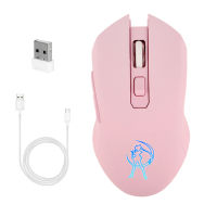 2.4G เมาส์สำหรับเล่นเกมส์1600DPI เมาส์คอมพิวเตอร์ออปติคัลไร้สาย USB กับไฟ RGB Backlit