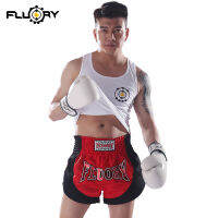 fluory retro embroidery patches shorts 100polyester trainning wear pants unisex mma boxing trunks