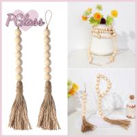 PETIGLASS เครื่องประดับ Boho ชนบท งานฝีมือไม้ DIY ลูกปัดอธิษฐาน ตกแต่งบ้าน แขวนผนัง พวงมาลัยลูกปัดไม้