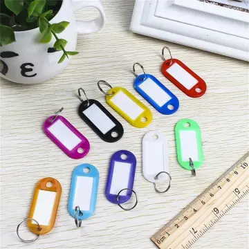 Key Tags, 30 Pcs Colored Identifier ID Keychain Tag with Strong Split Ring  and Flap Label Window for Luggage, 6 Assorted Colors 