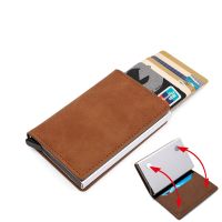 【CC】 Bycobecy Custom Card Leather Wallet Men Rfid Credit Holder Aluminum With Money Clip