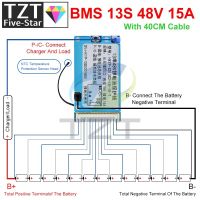 BMS 13S 48V 15A Lmo Ternary Li-ion ลิเธียม 18650 คณะกรรมการป้องกันการชาร์จแบตเตอรี่พร้อมแผงระบายความร้อนทั่วไปพร้อมการควบคุมอุณหภูมิ