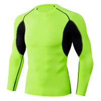 2022 Simple Fitness Running Training Stretch Quick Dry Round Collar Stitching Tight Long Sleeve Gym T-Shirt